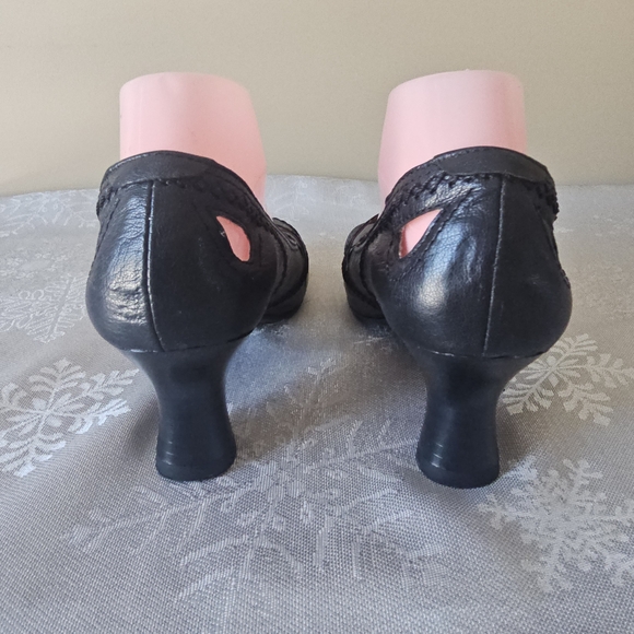 Jessica Mary Jane Heels Pumps Black Leather Pin Up Round Toe Vintage Sz 9M - Picture 4 of 16